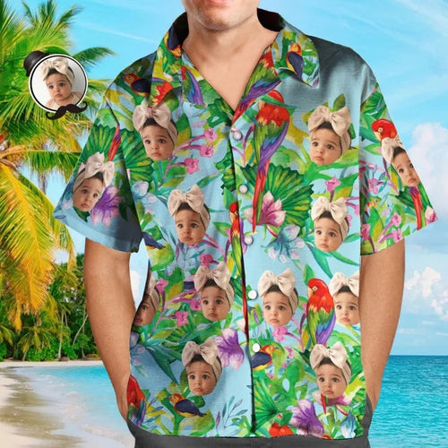 Benutzerdefinierte Baby Gesicht Auf Shirt Hawaii-hemd Sommerzeit Für Papa - MyFaceBoxerDE
