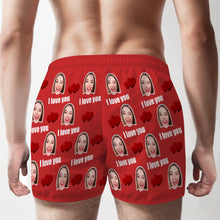 Personalisiertes Foto-unterwäsche-geschenk Für Ihn. Mehrfarbige „i Love You“-boxershorts Mit Individuellem Gesicht