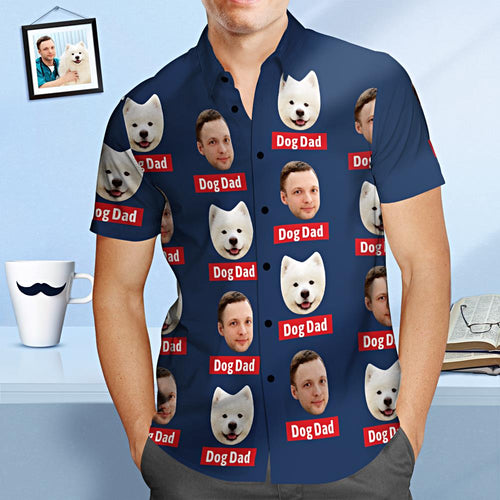 Benutzerdefiniertes Gesicht Hawaii-hemd, Personalisiertes Hunde-papa-vatertags-shirt-geschenk Für Papa - MyFaceBoxerDE