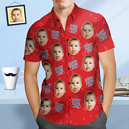 Benutzerdefiniertes Gesichts-hawaii-shirt „daddy I Love You“, Personalisiertes Vatertags-shirt-geschenk Für Papa - MyFaceBoxerDE
