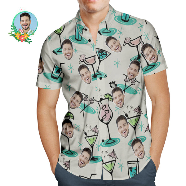 Kundenspezifisches Cocktailparty-hawaii-hemd Personalisiertes Gesichts-hemd
