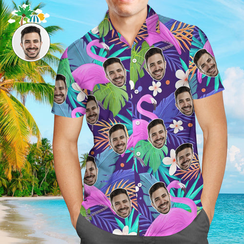 Custom Face Hawaiian Shirt Flamingo Rum Club Personalisiertes Aloha Beach Shirt Für Männer