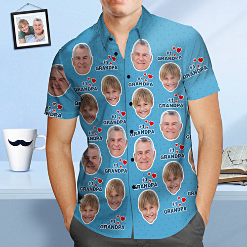 Benutzerdefiniertes Gesicht Hawaiian Shirt #1 Opa Personalisierte Vatertag Shirt Geschenk Für Papa - MyFaceBoxerDE