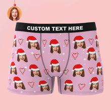 Kundenspezifisches Gesicht Rosa Weihnachtssüßigkeits-boxershorts Personalisiertes Rosa Weihnachtsgeschenk