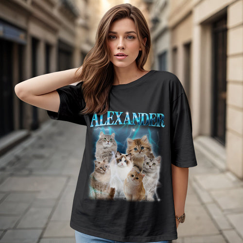 Personalisiertes Foto-vintage-t-shirt, Personalisiertes Namens-t-shirt, Haustier-geschenke, Katze - MyFaceBoxerDE
