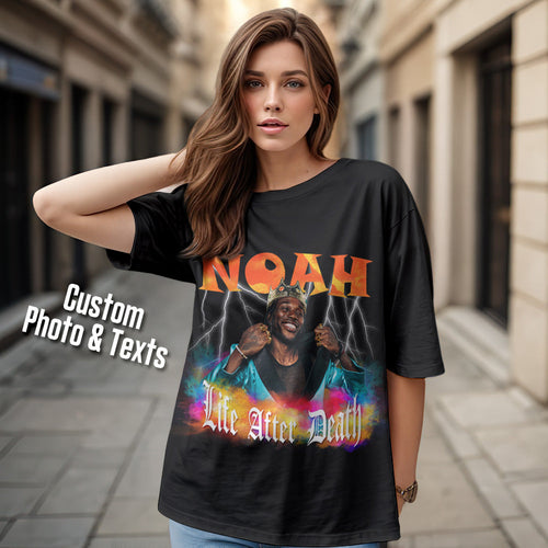 Benutzerdefiniertes Foto-vintage-t-shirt, Personalisiertes Amerikanisches Retro-hip-hop-rap-t-shirt Mit Namen - MyFaceBoxerDE