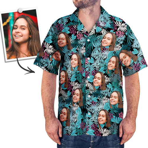 Benutzerdefiniertes Gesicht auf Hemd Hawaiihemd Blume und Papagei
