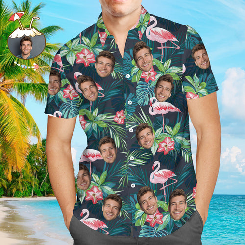 Benutzerdefinierte Hawaiihemd für Herren Aloha Beach Shirt für Herren - Flamingo
