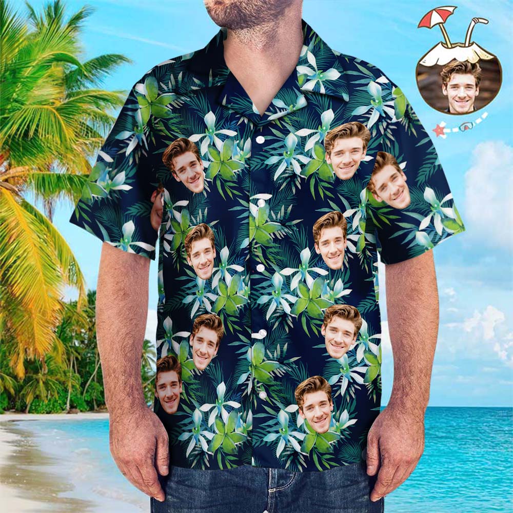 Benutzerdefinierte Männer Gesicht Hawaiihemd Kurzarm Aloha Beach Shirt für Männer