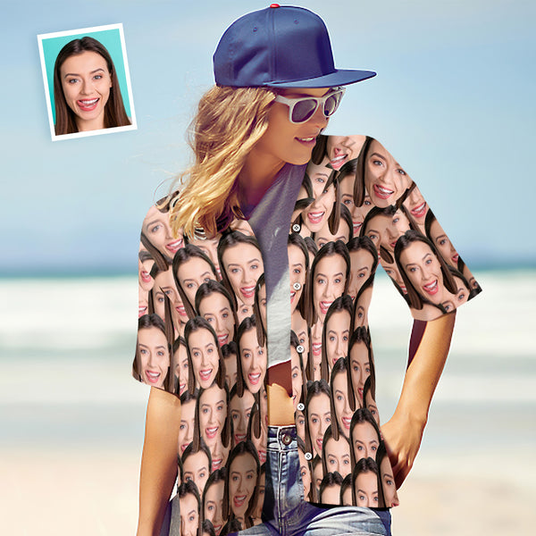 Benutzerdefiniertes Gesicht-Shirt Das Hawaiihemd der Frauen Face Brei