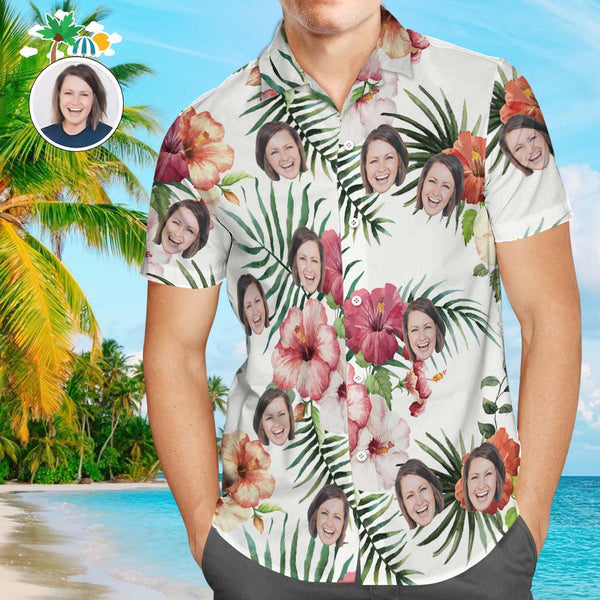 Benutzerdefinierte Face Shirt Herren All Over Print Hawaiihemd Blumen