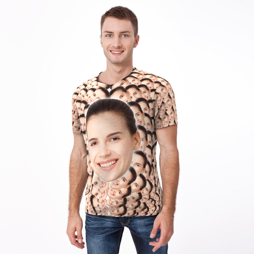 Benutzerdefinierte All Over Print Gesichter Mash T-Shirt