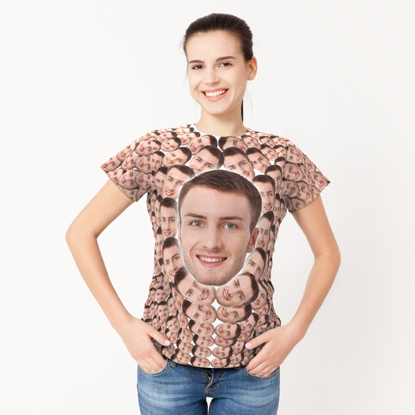 Benutzerdefinierte Gesichter Mash Funny All Over Print T-Shirt