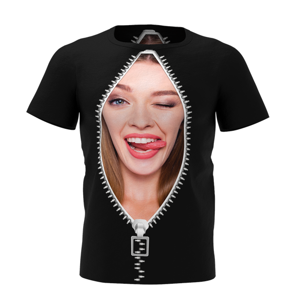 Kundenspezifischer Gesichtsreißverschluss-Allover-Druck-T-Shirt