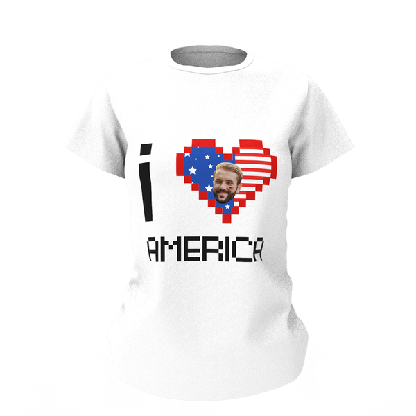 Benutzerdefiniertes Gesicht Ich liebe Amerika T-Shirt
