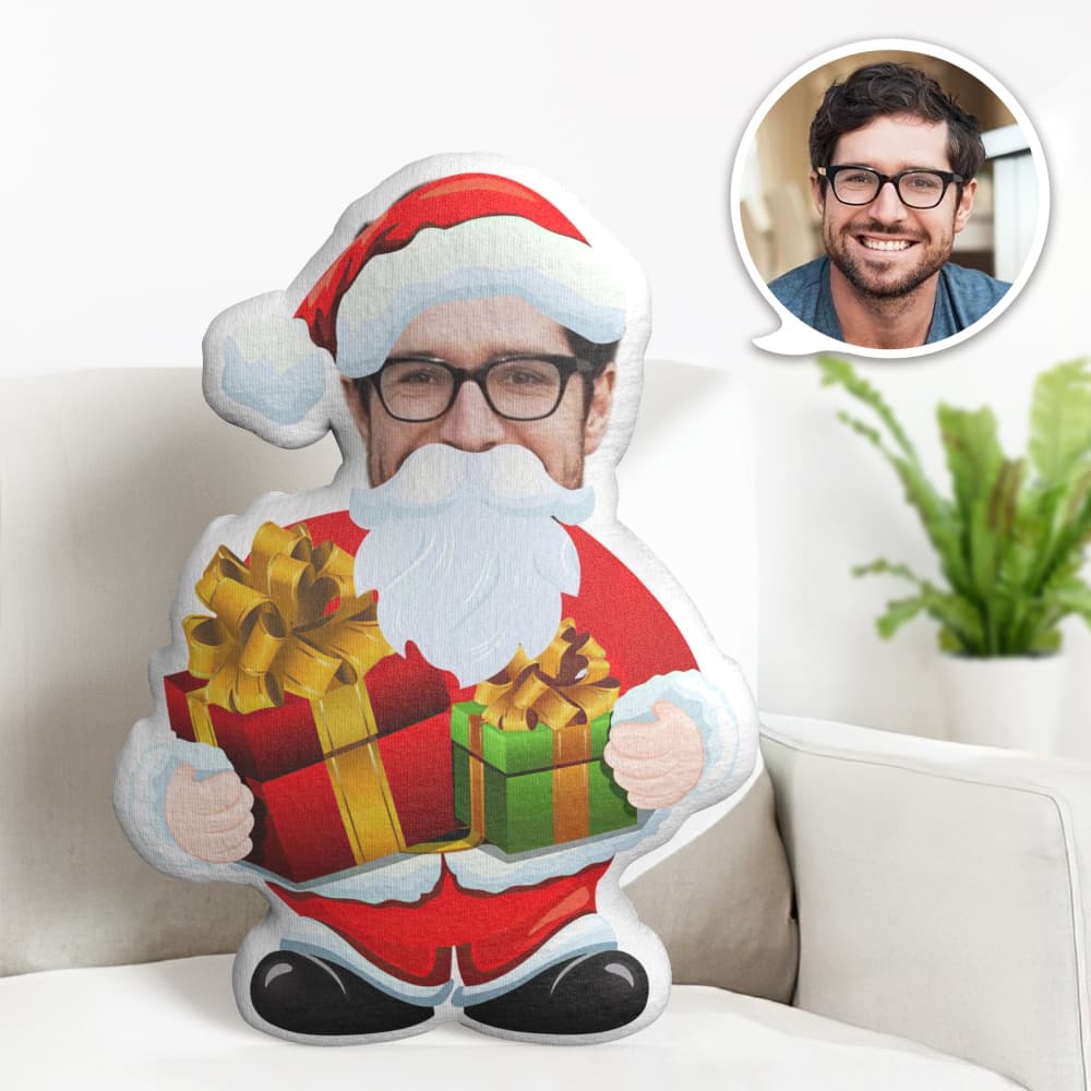 Personalisiertes Gesichtskissen Personalisiertes Fotokissen Geschenk Weihnachtsmann Minime Kissengeschenke Für Weihnachten - MyFaceBoxerDE