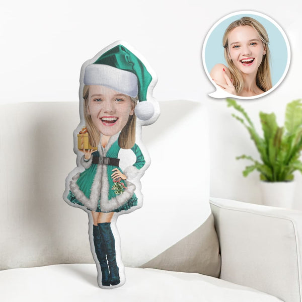 Personalisiertes Gesichtskissen Personalisiertes Fotokissen Weihnachten Grünes Kleid Minime Kissen Geschenke Für Weihnachten - MyFaceBoxerDE