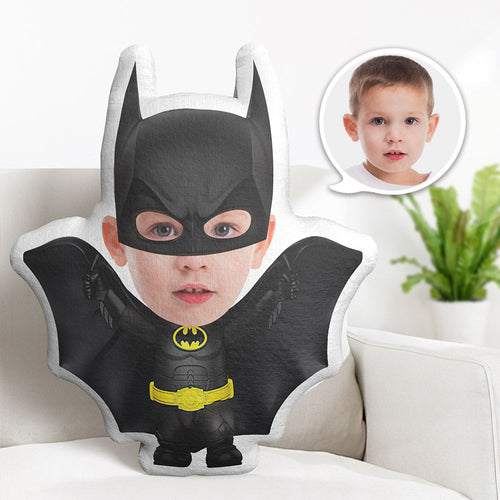 Personalisiertes Gesichtskissen Personalisiertes Fotokissen Schwarz Batman Minime Kissen Geschenke Für Kinder - MyFaceBoxerDE