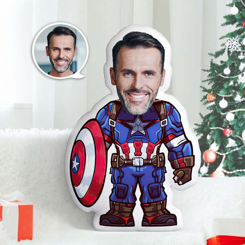 Weihnachtsgeschenke Captain America Fotokissen Jungengesichtskissen Personalisiertes Männerkissen Benutzerdefinierte Kostümkissenpuppe - MyFaceBoxerDE