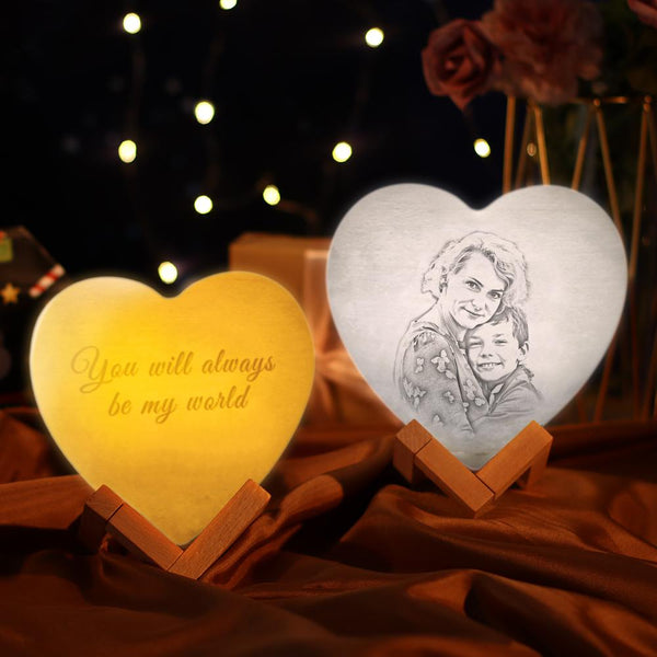 Weihnachtsgeschenk 3D gedruckte Foto Herz Lampe Personalisiertes Nachtlicht Für Mama - Berühren Drei Farben (12-15cm)