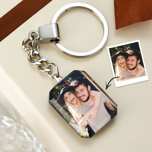 Benutzerdefinierter Kristall Foto Schlüsselanhänger Personalisiertes Geschenk für Paare