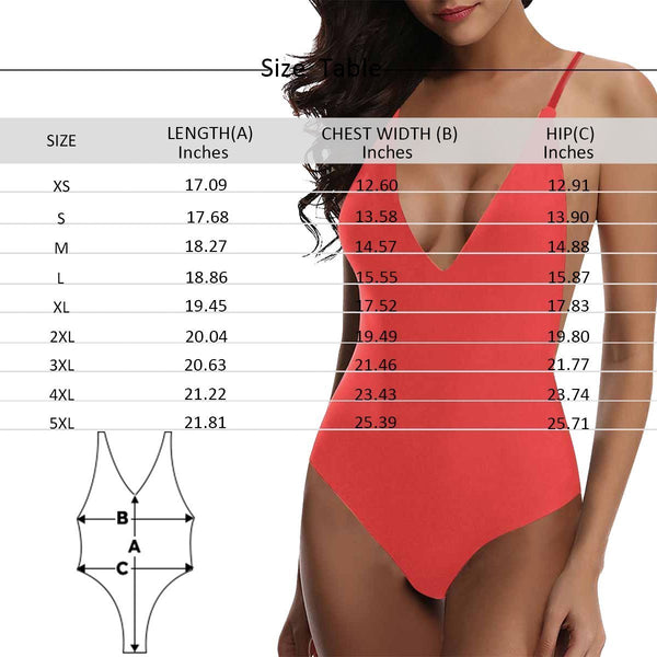 Kundenspezifischer Gesicht Foto Damen Schnürung Rückenloser Einteiler Sexy Badeanzug