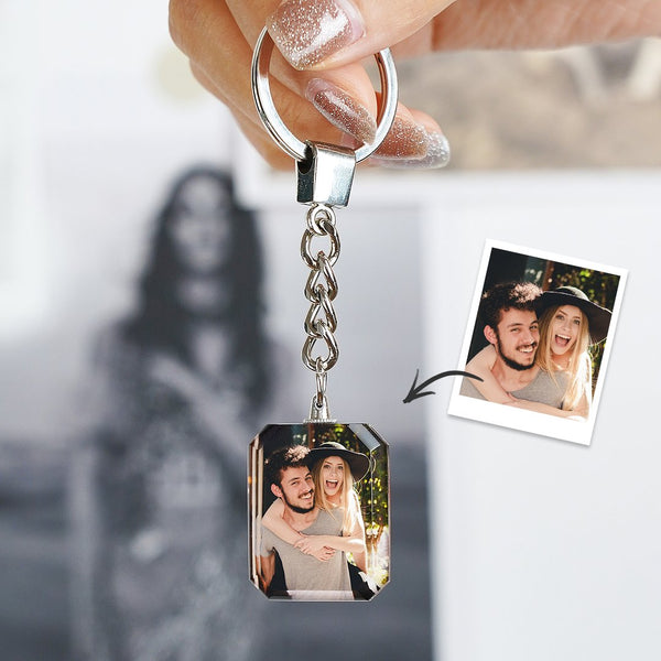 Benutzerdefinierter Kristall Foto Schlüsselanhänger Personalisiertes Geschenk für Freunde