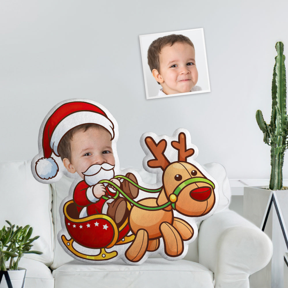 My Face Doll Custom Santa Pillow Funny For Kids Minime Throw Pillow Personalisiertes Baby, Das Eine Weihnachtskutsche Reitet - MyFaceBoxerDE
