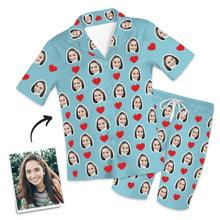 Benutzerdefinierte Herz Kurzarm und Hosen mit Gesicht Pyjamas