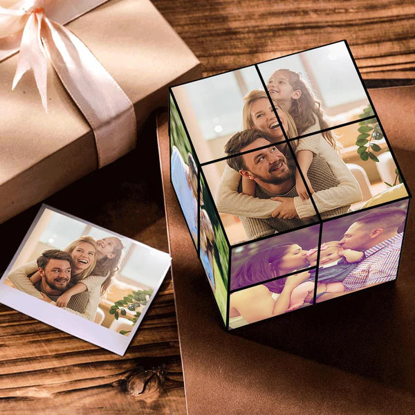 Geschenk für Papa DIY Fotorahmen Rubics Multiphoto-Rahmen Personalisierter Bildcollage-Würfel nicht zusammengebaut