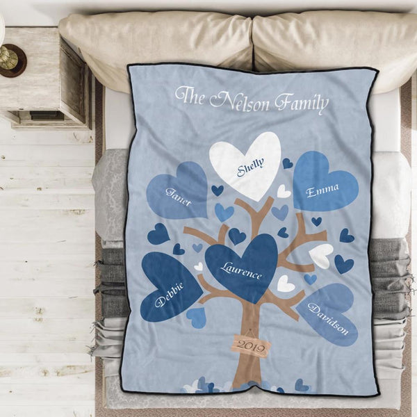 Personalisierte 4 Namen Decke Vlies Decke Liebe Familie Baum
