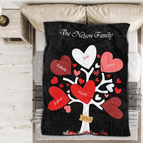 Personalisierte 5 Namen Decke Vlies Decke Liebe Familie Baum