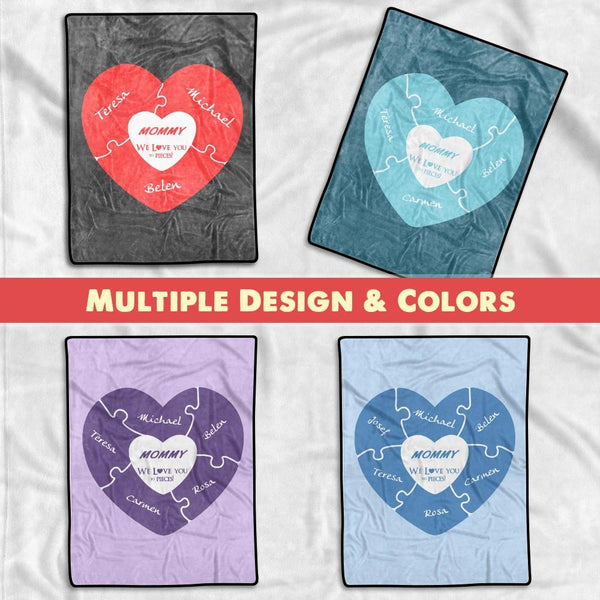 Personalisierte Decke mit 4 Namen - Fleecedecke Lieben Sie zu den Stücken