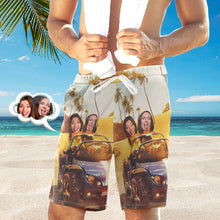 Custom Face Beach Trunks Für Herren Mit Foto-shorts Mit Allover-print – Driving On The Beach - MyFaceBoxerDE