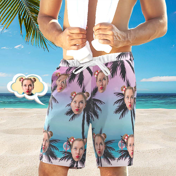 Custom Face Beach Trunks Für Herren Mit Foto-shorts Mit Allover-print – Palm - MyFaceBoxerDE