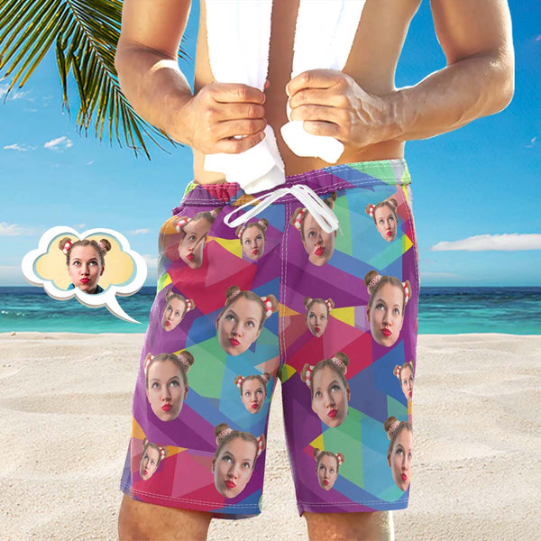 Custom Face Beach Trunks Für Herren Mit Foto-shorts Mit Allover-print, Mehrfarbig - MyFaceBoxerDE