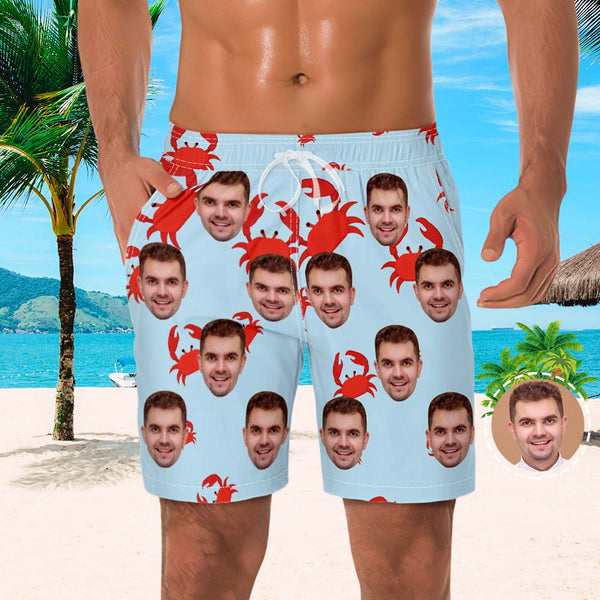Der Strand-foto-shorts Der Kundenspezifischen Gesichts-kurzschlüsse-männer Kleiner Krabben-entwurf - MyFaceBoxerDE