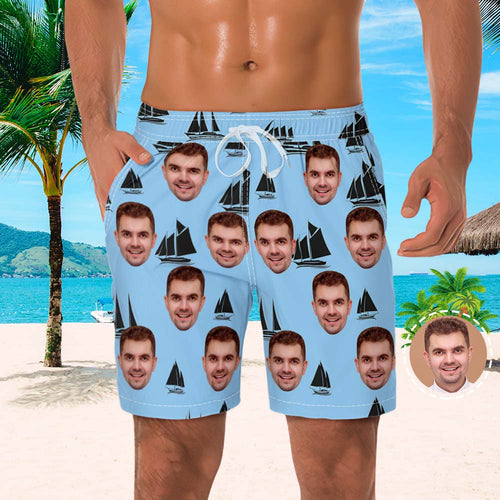 Der Strand-shorts Der Kundenspezifischen Männer Das Gesicht Der Männer Schließt Yawl-entwurf Kurz - MyFaceBoxerDE