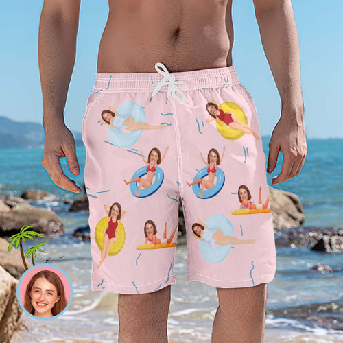 Personalisierte Strandshorts Für Herren Sommerzeit Custom Face Badehose - MyFaceBoxerDE
