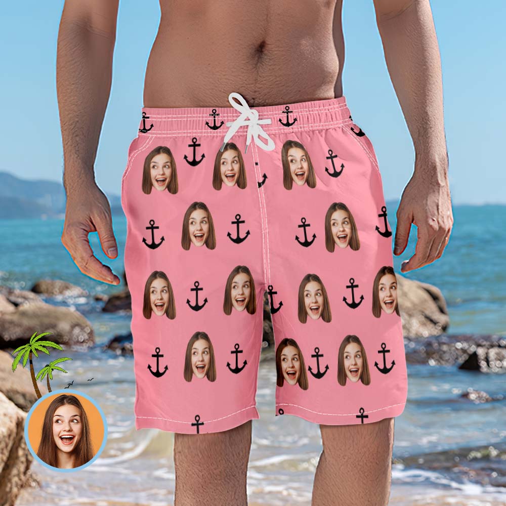 Custom Face Swim Trunks Personalisierte Rosa Strandshorts Lässige Shorts Für Lustige Männer - MyFaceBoxerDE