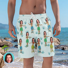 Personalisierte Strandshorts Für Herren Im Hula-stil Mit Individuellem Gesicht - MyFaceBoxerDE