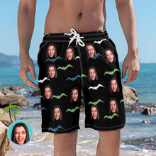 Custom Face Swim Trunks Personalisierte Schwarze Strandshorts Mit Lässigen Shorts Der Lustigen Männer Von Seagull - MyFaceBoxerDE