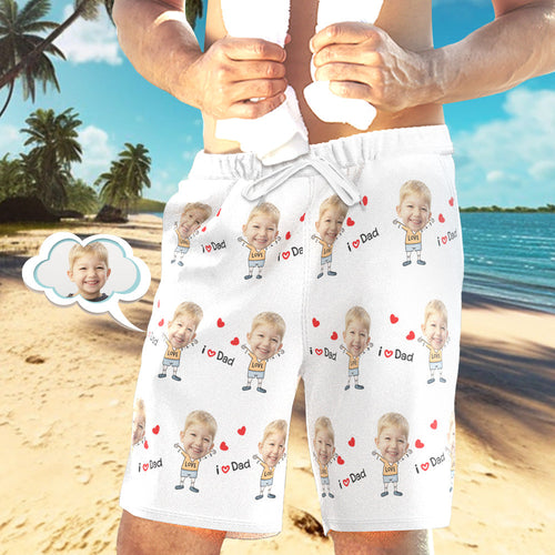 Badehose Mit Individuellem Gesicht, Personalisierte Strandshorts, Lässige Herren-shorts, Love Dad - MyFaceBoxerDE