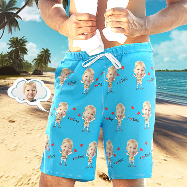 Badehose Mit Individuellem Gesicht, Personalisierte Strandshorts, Lässige Herren-shorts, Love Dad - MyFaceBoxerDE