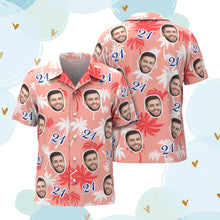 Benutzerdefinierte Hawaii-hemden Mit Gesicht Und Zahl Zum Geburtstag, Rote Und Weiße Kokosnussbaum-hemden - MyFaceBoxerDE