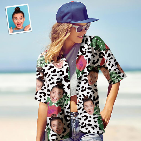 Benutzerdefiniertes Gesicht Hawaiihemd für Frauen Personalisiertes Frauenfoto Hawaiihemd Geschenk für sie - Tierparty
