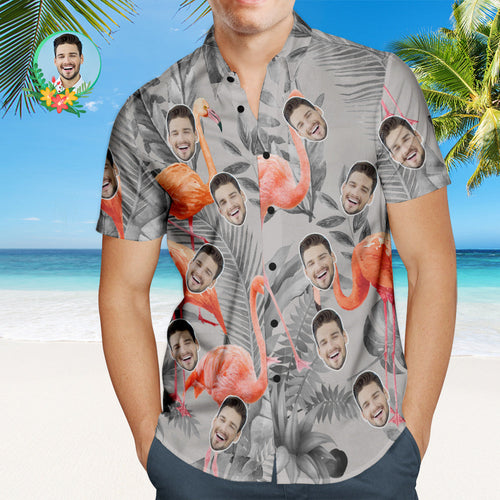 Custom Face Hawaiian Shirt Flamingo Party Personalisiertes Shirt Mit Ihrem Foto - MyFaceBoxerDE