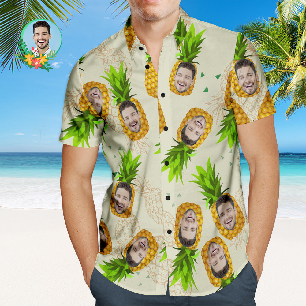 Benutzerdefiniertes Gesicht Hawaiihemd Lustige Ananas Personalisiertes Hemd Mit Ihrem Foto - MyFaceBoxerDE