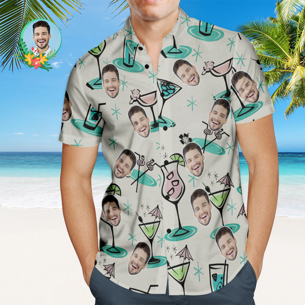 Kundenspezifisches Cocktailparty-hawaii-hemd Personalisiertes Gesichts-hemd - MyFaceBoxerDE