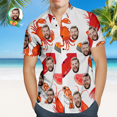 Kundenspezifisches Gesichts-hawaii-hemd Hummer-sushi-personalisiertes Gesichts-hemd - MyFaceBoxerDE